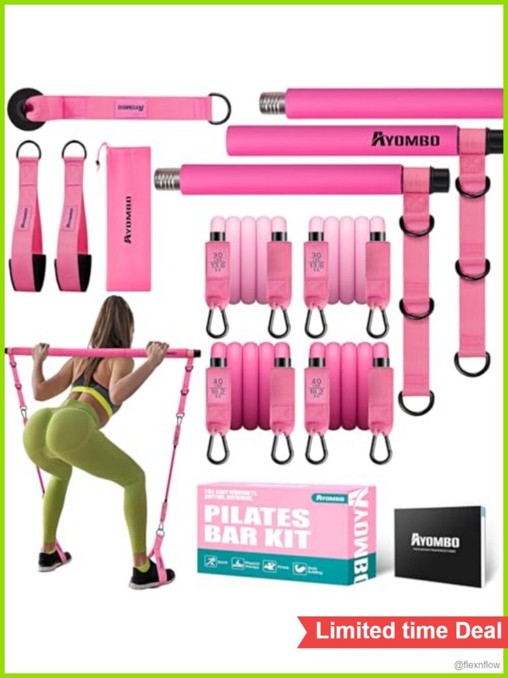 Pilates Bar Kit with Resistance Bands for Home Workout